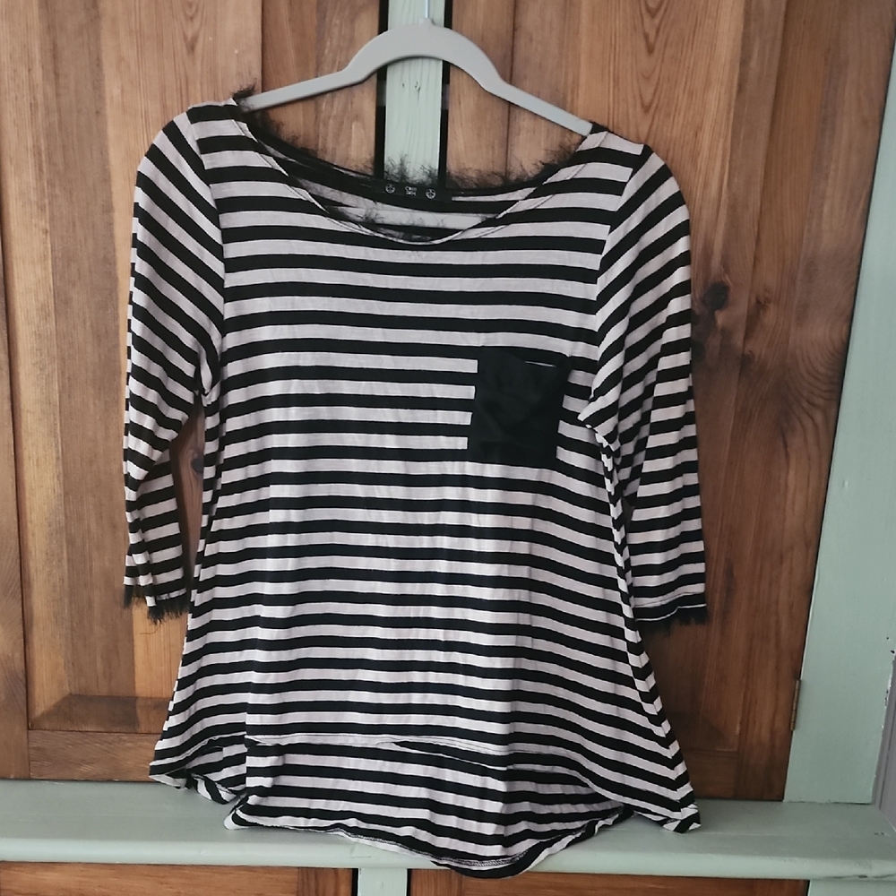 Chic Striped Long Sleeve Women's Top